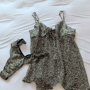 NWT Silk Leopard Print  One Piece Set